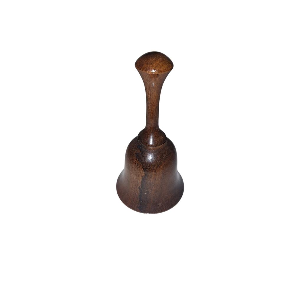 Vintage Small Mrytle Wood Wooden Bell Rings Bell‎ On Chain Collectible Decor